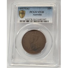 AUSTRALIA 1925 . ONE 1 PENNY . PCGS VF30 AUSTRALIA 1925 . ONE 1 PENNY . PCGS VF30